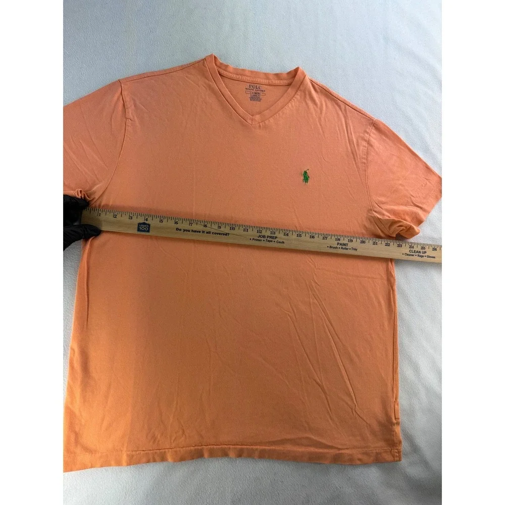 Polo Ralph Lauren Men Classic Fit V Neck T Shirt Orange Size Large *small holes*